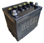 Delco Group 22D Battery Left Side with Black Caps and Yellow Letters