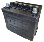 Delco Group 22D Battery Right Side with Black Caps and Yellow Letters