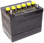 Delco 2SMR53R Battery with Yellow Caps and Yellow Letters