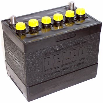 Delco 2SMR53S Battery with Yellow Caps and Yellow Letters