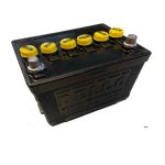 Delco Group 22D Battery top with Yellow Caps and Black Letters