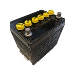 Delco Group 22D Battery Left side with Yellow Caps and Black Letters
